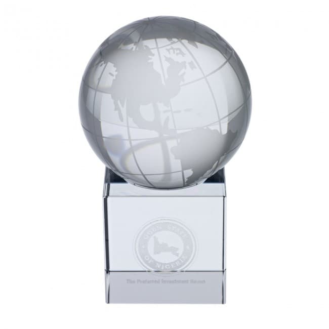 Custom Printed Crystal Globe Award