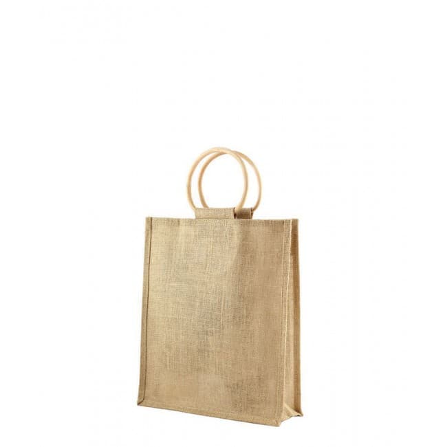 Custom Printed 3 Bottle Jute Bag Natural