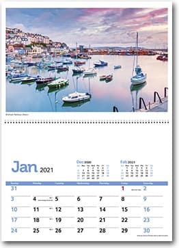 Custom Printed Scenic Britain Central Spiral Wall Calendar