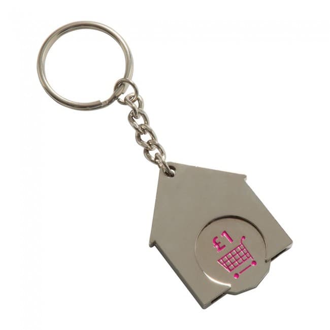 Custom Printed House Shaped Trolley Coin Keyring