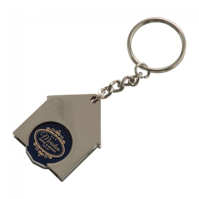 Custom Printed House Shaped Trolley Coin Keyring