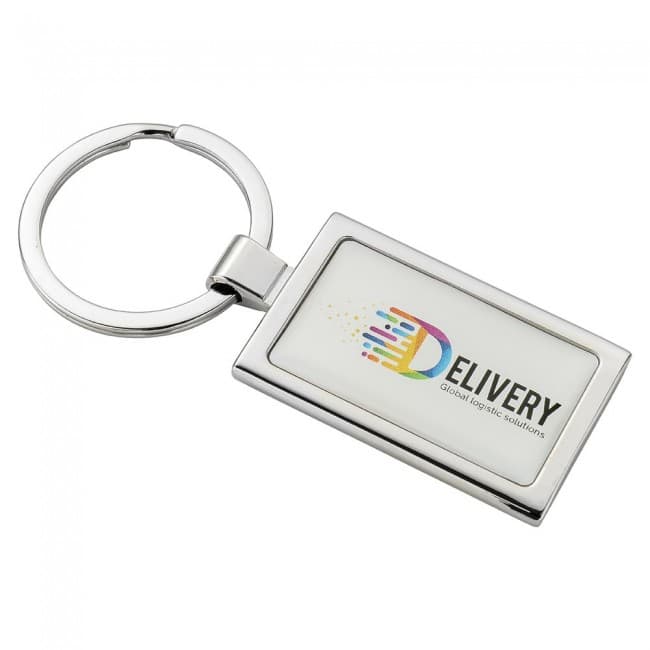 Custom Printed Rectangular Alloy Injection Keyring UK Stock