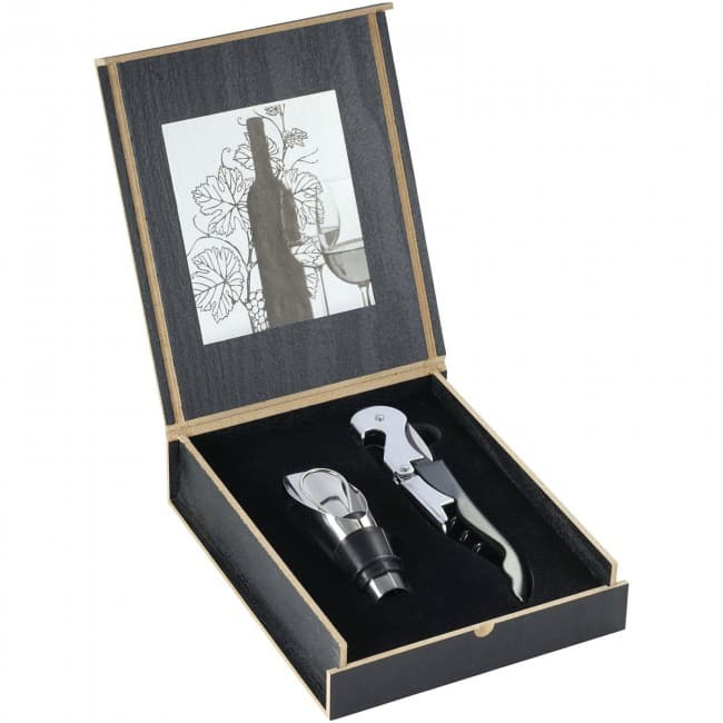 Custom Printed Belgio 2-Piece wine opener and pourer set