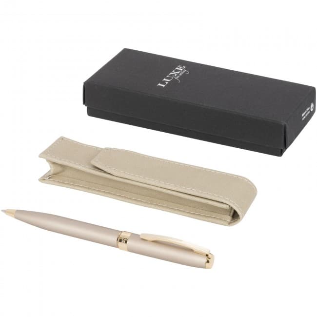 Custom Printed Pearl pen gift set with pouch