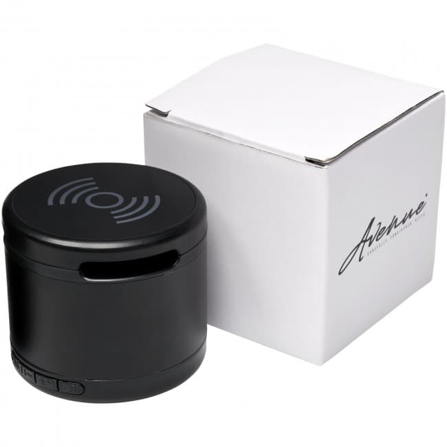 Custom Printed Jones metal Bluetooth® speaker with wireless charging pad - Image 2