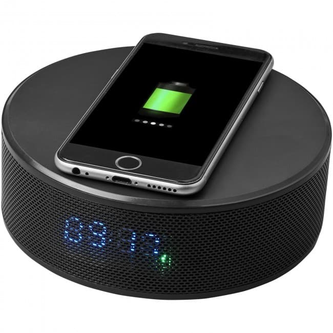 Custom Printed Circle wireless charging alarm clock speaker