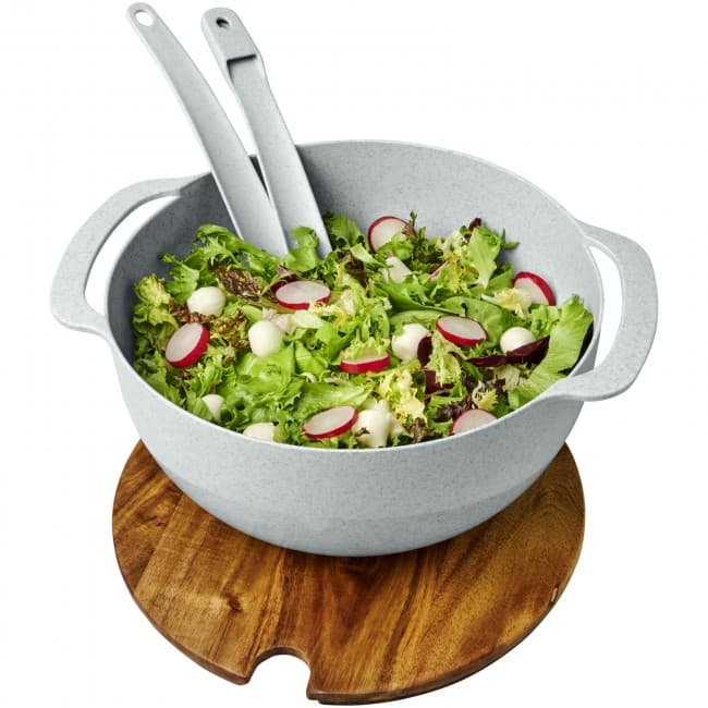 Custom Printed Lucha wheat straw fiber salad bowl with servers - Image 1