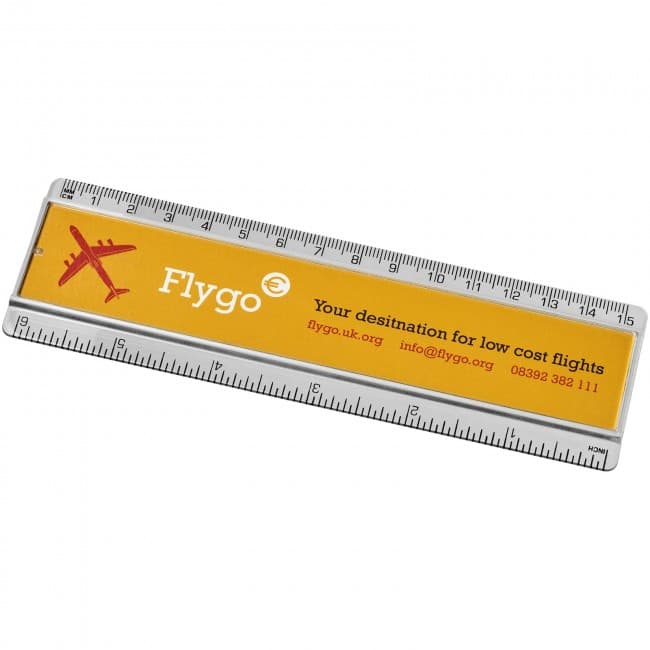 Custom Printed Ellison 15 cm plastic ruler with paper insert - Image 2