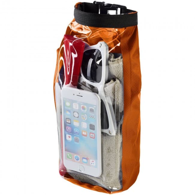 Custom Printed Tourist 2 litre waterproof bag with phone pouch - Image 1