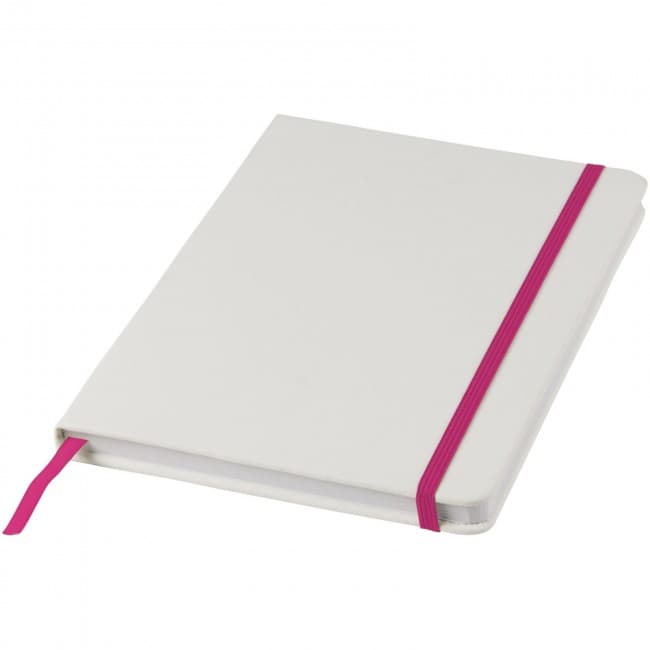 Custom Printed Spectrum A5 white notebook with coloured strap - Image 1