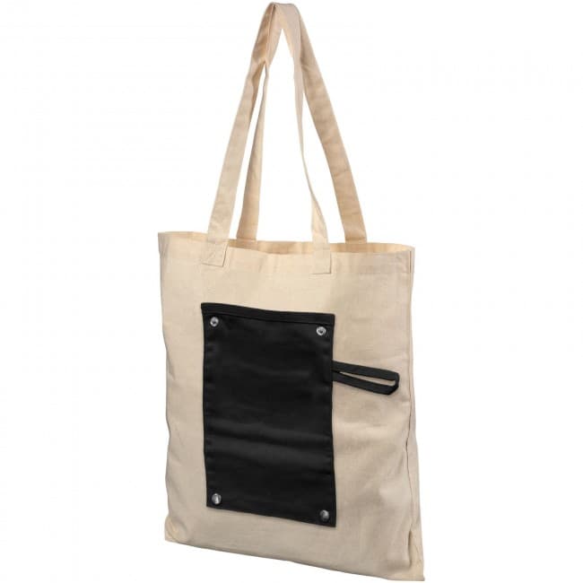 Custom Printed Snap 180 g/m² roll-up buttoned  cotton tote bag - Image 4