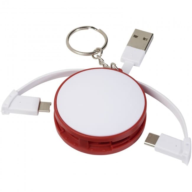 Custom Printed Wrap-around 3-in-1 charging cable with keychain - Image 2