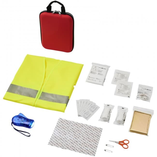 Custom Printed Handies 46-piece first aid kit and safety vest