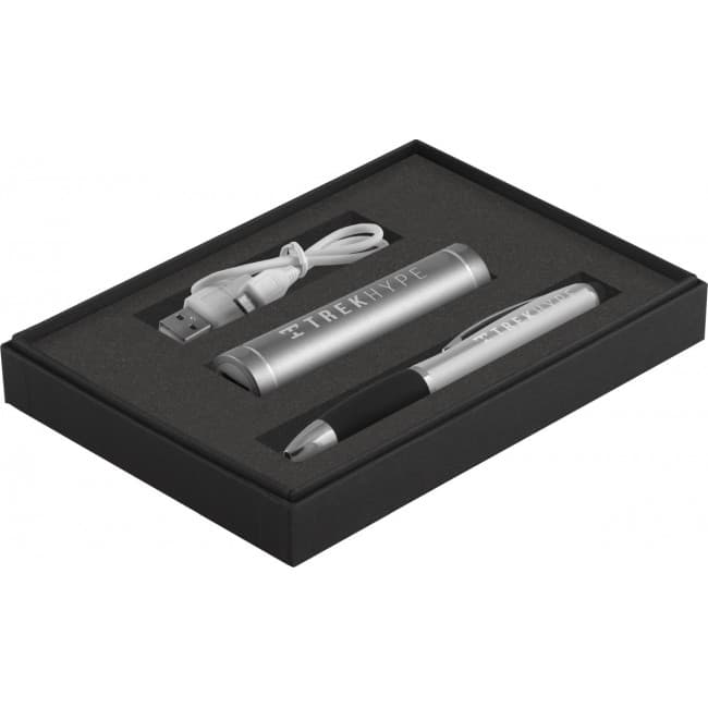 Custom Printed Gift Set 4: Dynamo Power Bank and Contour-i Ballpen