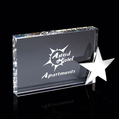 Custom Printed Crystal Rectangular Cube Block Award