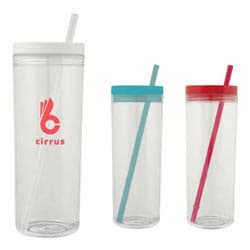 Custom Printed Clear Drinking Bottle with Straw