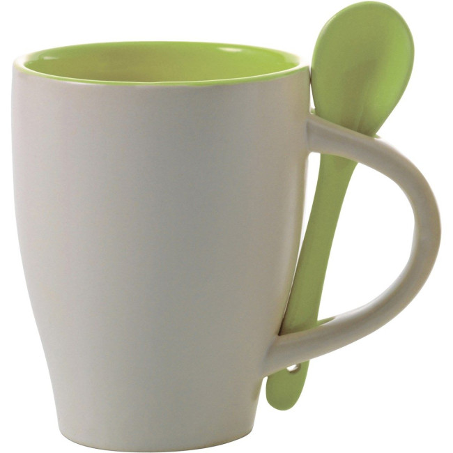 Custom Printed Coffee mug with spoon 300ml - Image 8