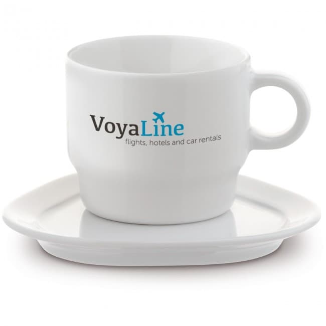 Custom Printed Satellite, cup & saucer triangle 180ml - Image 1