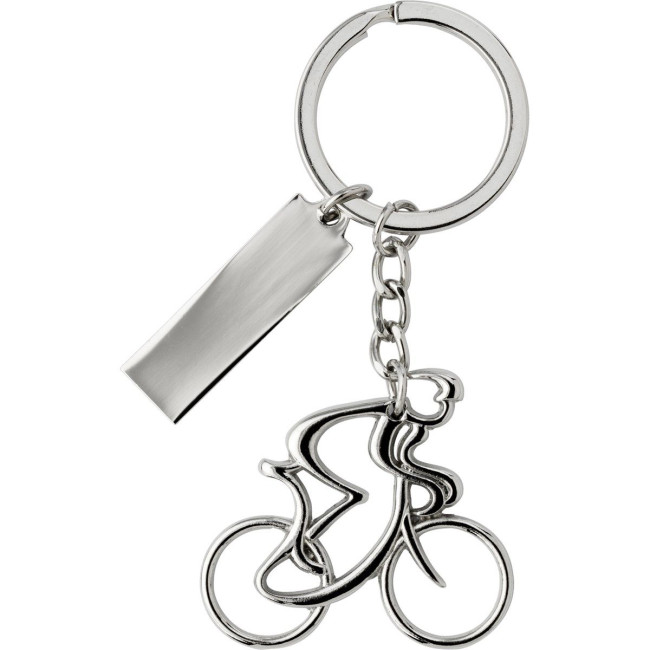 Custom Printed Nickel plated cyclist keychain - Image 1