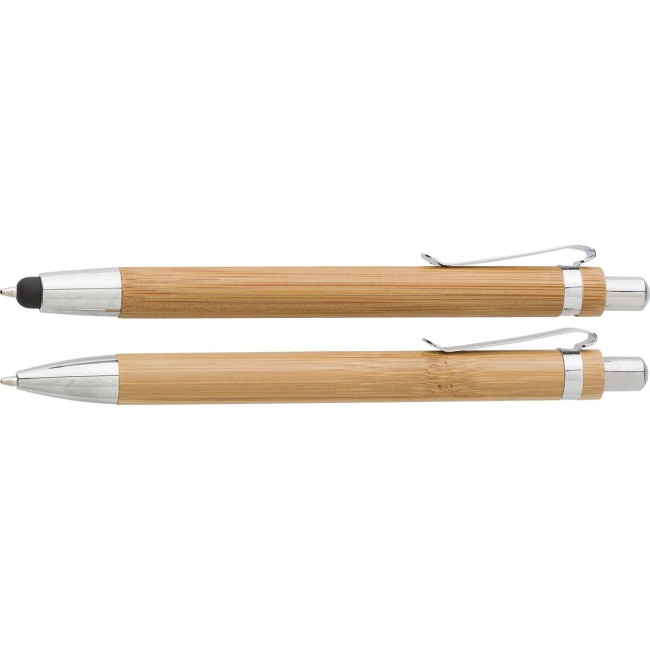 Custom Printed Bamboo pen & pencil set - Image 2