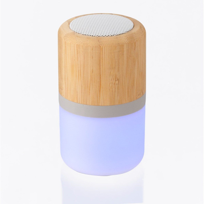 Custom Printed Plastic and bamboo wireless speaker - Image 1