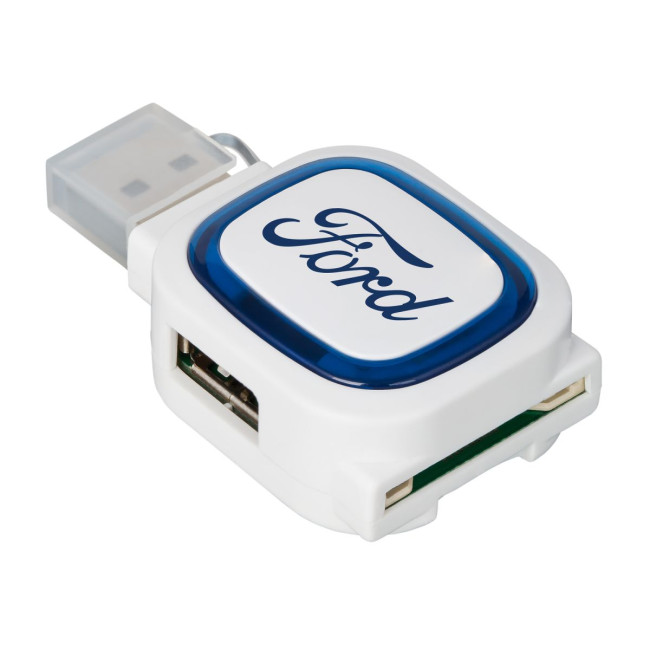 Custom Printed 2-Port USB Hub & Card Reader - Image 1