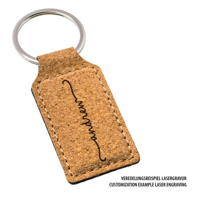 Custom Printed Rectangular Cork Keyring - Image 3