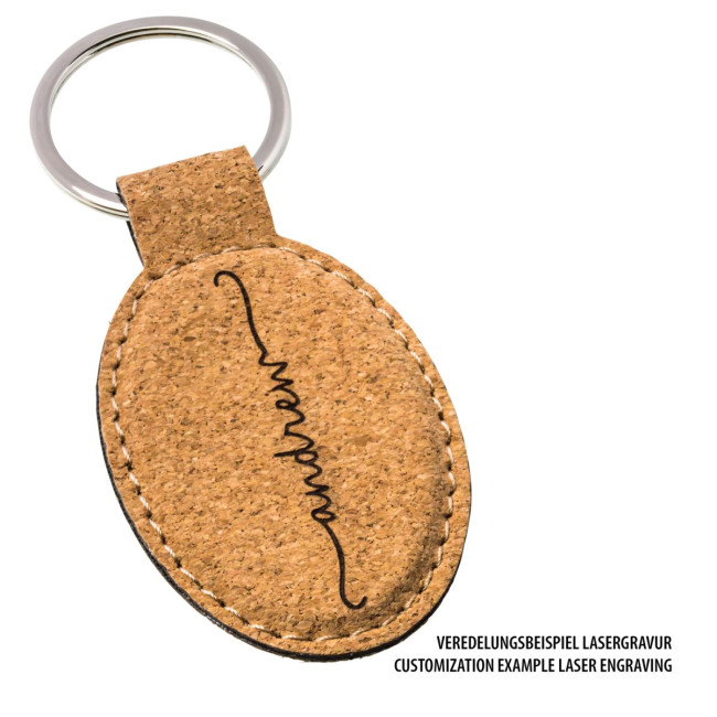 Custom Printed Oval Cork Keyring - Image 3