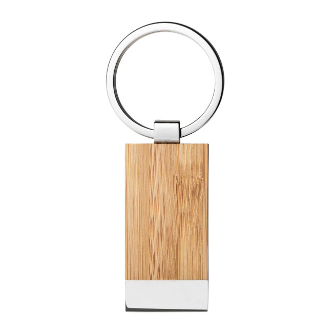 Custom Printed Bamboo Metal Keyring - Image 2