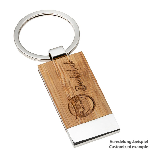 Custom Printed Bamboo Metal Keyring - Image 3