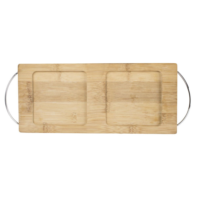 Custom Printed Bamboo tray with 2 plates - Image 4