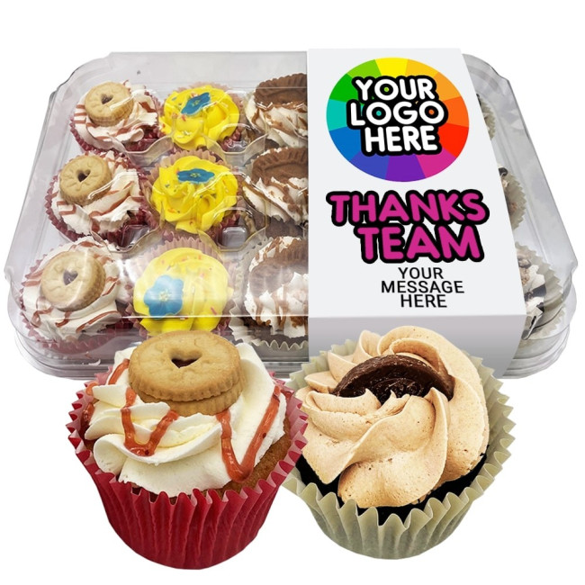 Custom Printed Funky Cupcakes With Logo Wrap 15 Pack