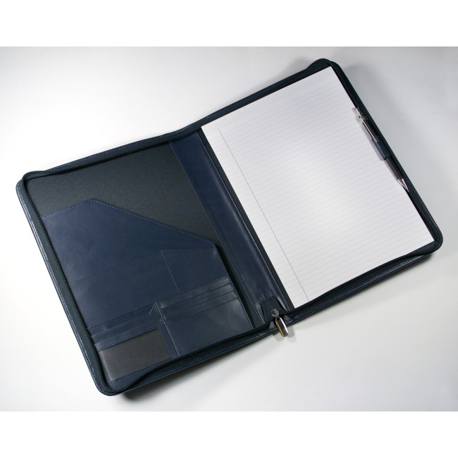 Custom Printed Malvern A4 Zipped Folder In Navy - Image 1