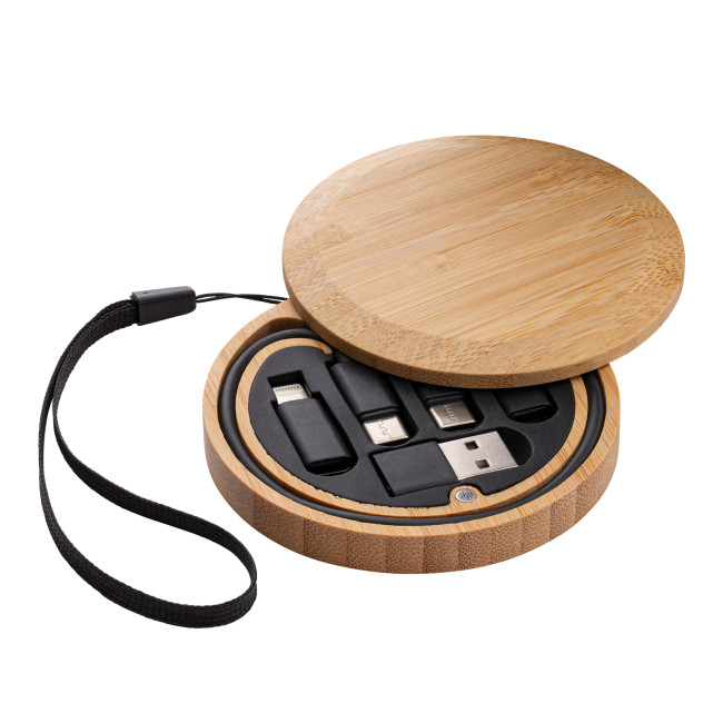 Custom Printed Bamboo 6-in-1 Charging Cable