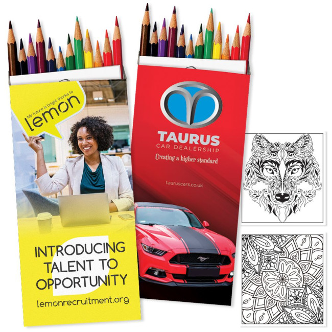 Custom Printed Full Length Colouring pencils & Colouring Sheet in Card Carton