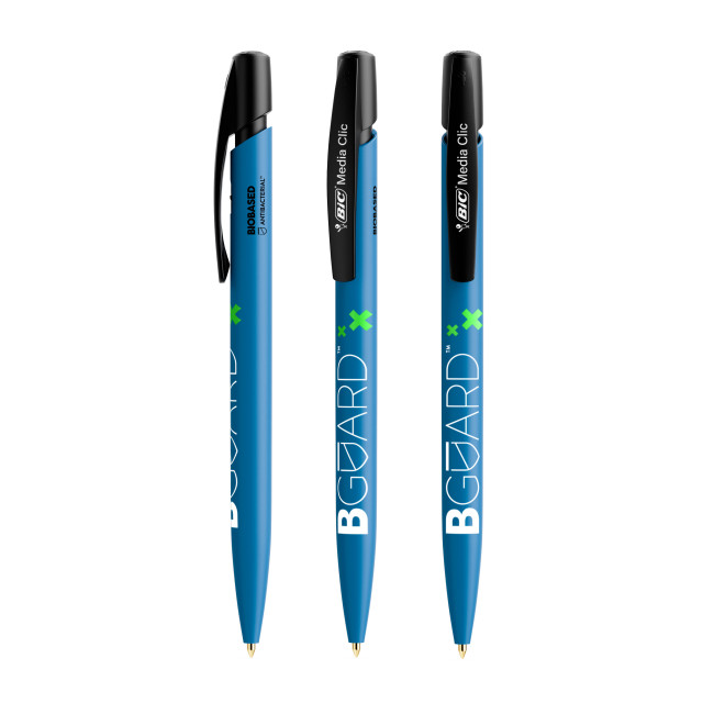 Custom Printed BIC Media Clic BIO Based BGUARD Antibacterial Ballpen Screen Printing - Image 1