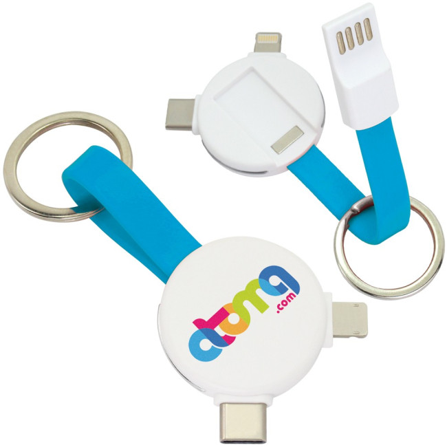 Custom Printed Magnetic Round USB Cable Keyring 3-in-1