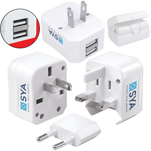 Custom Printed Worldwide Travel Adaptor 5-in-1 with USB