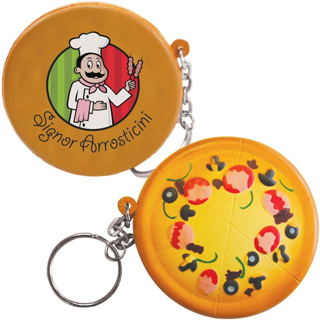 Custom Printed Stress Pizza Keyring