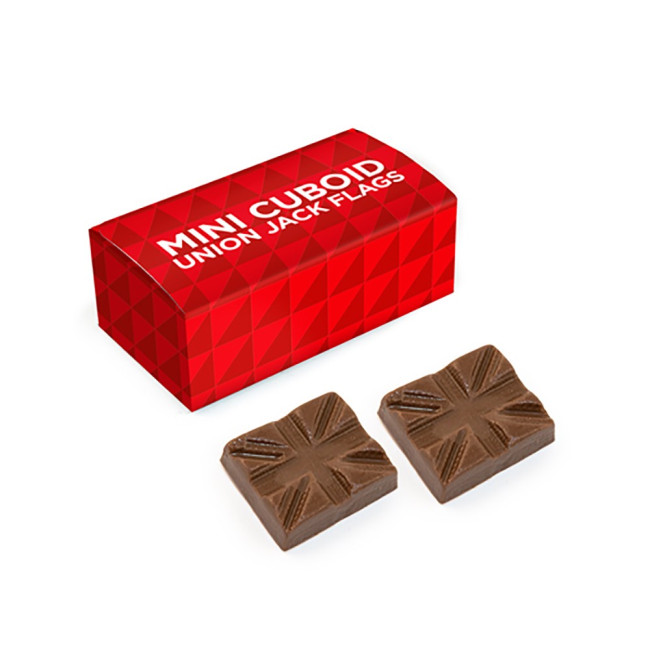 Custom Printed Milk Chocolate Union Jack Flags Mini Cuboid Box