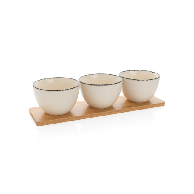 Custom Printed Ukiyo Serving Bowl Set & Bamboo Tray