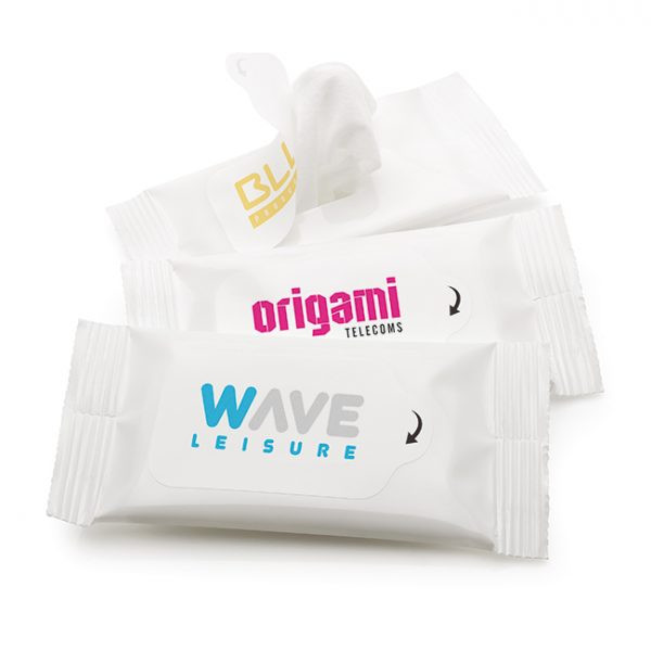 Custom Printed 5 Screen Wipes in a Pocket Size Resealable Pack