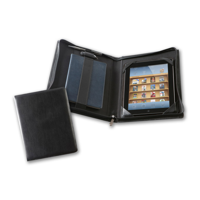 Custom Printed Black Belluno Deluxe Zipped iPad Case With Notebook Holder