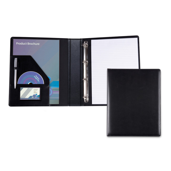 Custom Printed Black Belluno PU A4 Ring Binder