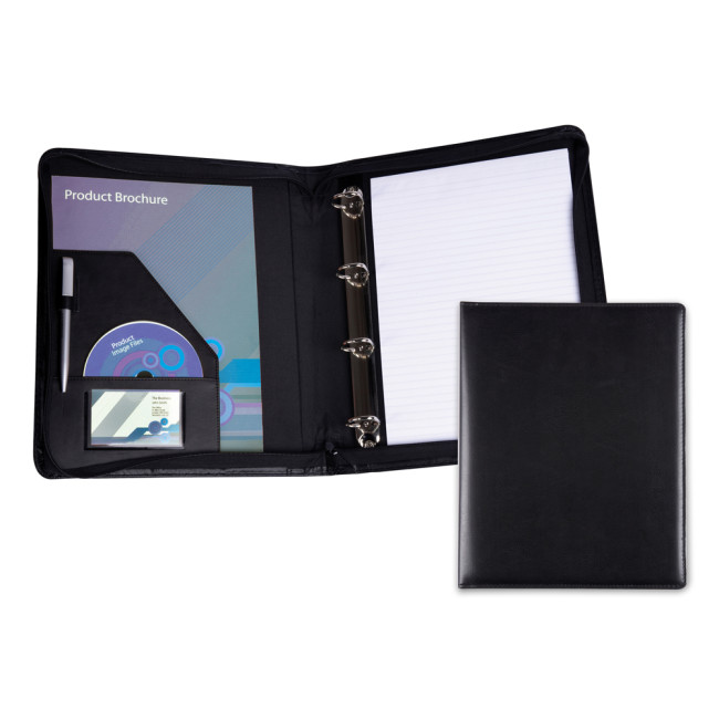 Custom Printed Black Belluno Zipped Ring Binder