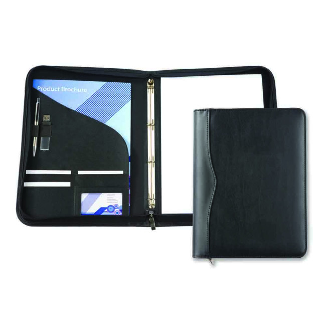 Custom Printed Black Houghton A4 Zipped Ring Binder