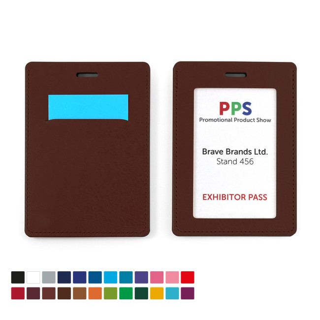 Custom Printed Belluno Vegan PU Portrait ID Card Holder