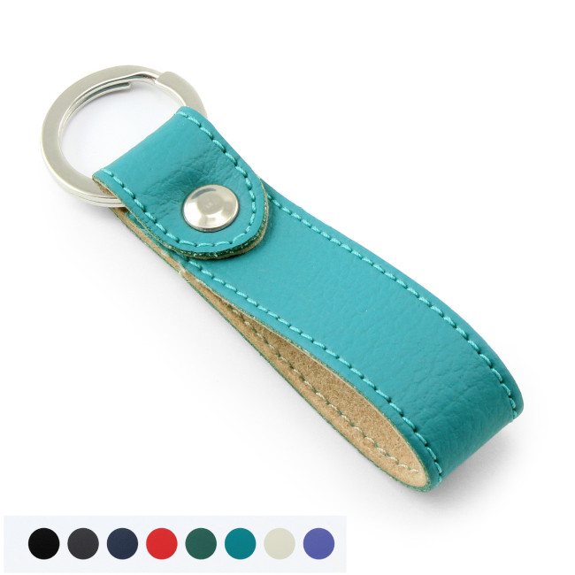 Custom Printed Recycled ELeather Rectangular Key Fob - Image 2