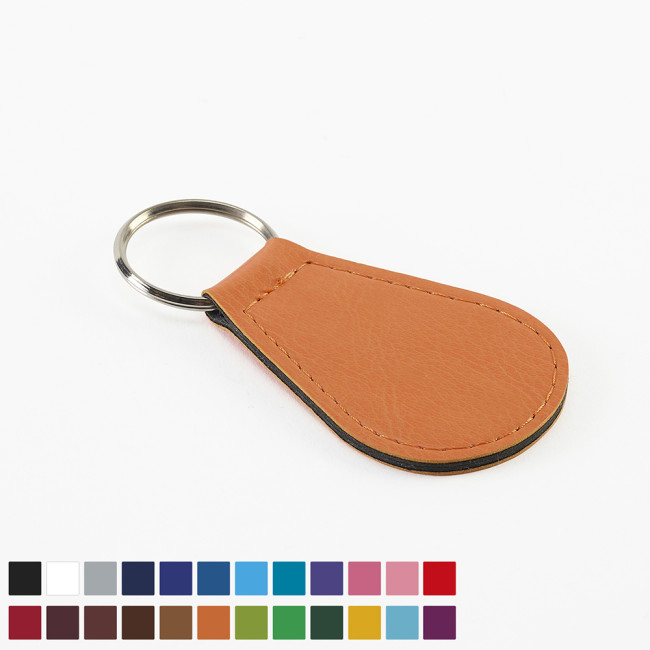 Custom Printed Economy Tear Drop Key Fob In Belluno Vegan PU - Image 2