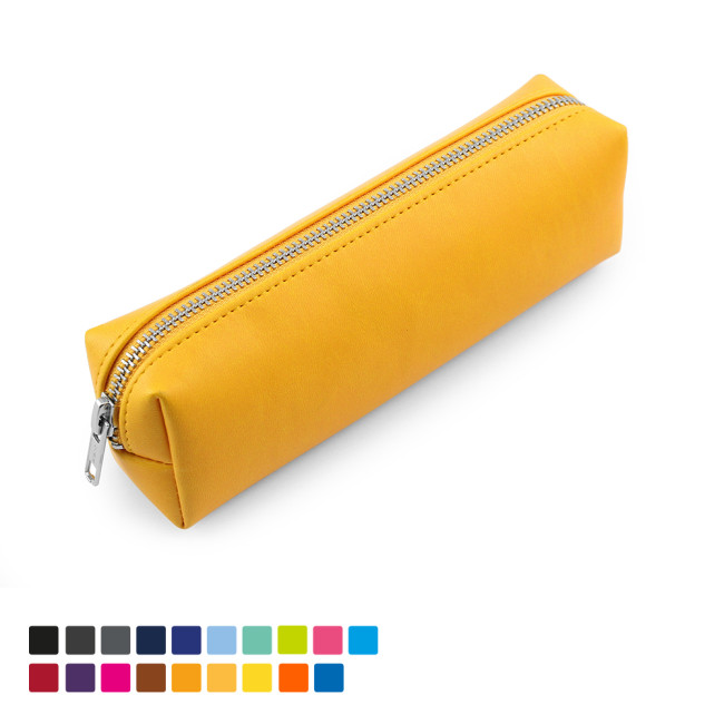 Custom Printed Pencil or Cosmetics Case In Soft Touch Vegan Torino PU - Image 1